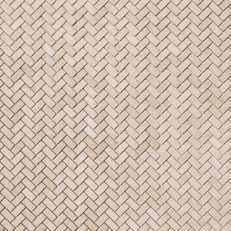 Light Beige Travertine Tumbled Mosaic Floor and Wall Tile - Livfloors Collection