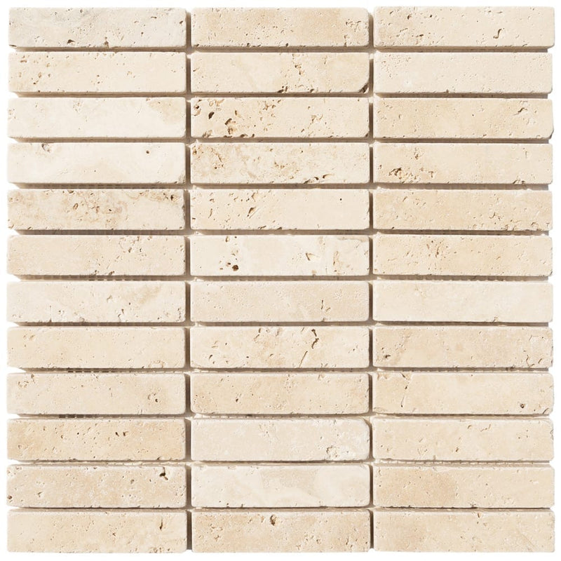 Light Beige Travertine Tumbled Mosaic Floor and Wall Tile - Livfloors Collection