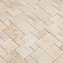 Classic Beige Travertine Versailles Pattern Tumbled Mosaic Floor and Wall Tile - Livfloors Collection