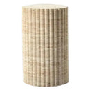 Troia Light Travertine Plinth Side Table Fluted Unfilled, Honed