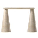 Troia Light Travertine Designer Cone Shape Legs Console Polished