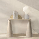 Troia Light Travertine Designer Cone Shape Legs Console Polished