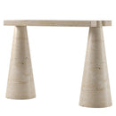 Troia Light Travertine Designer Cone Shape Legs Console Polished