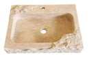 Beige Travertine Rectangular Wall-mount Bathroom Sink Rustic (W)16" (L)24" (H)5"