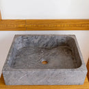 Tundra Gray Marble Rectangular Above Vanity Bathroom Sink (W)16" (L)19.5" (H)5"