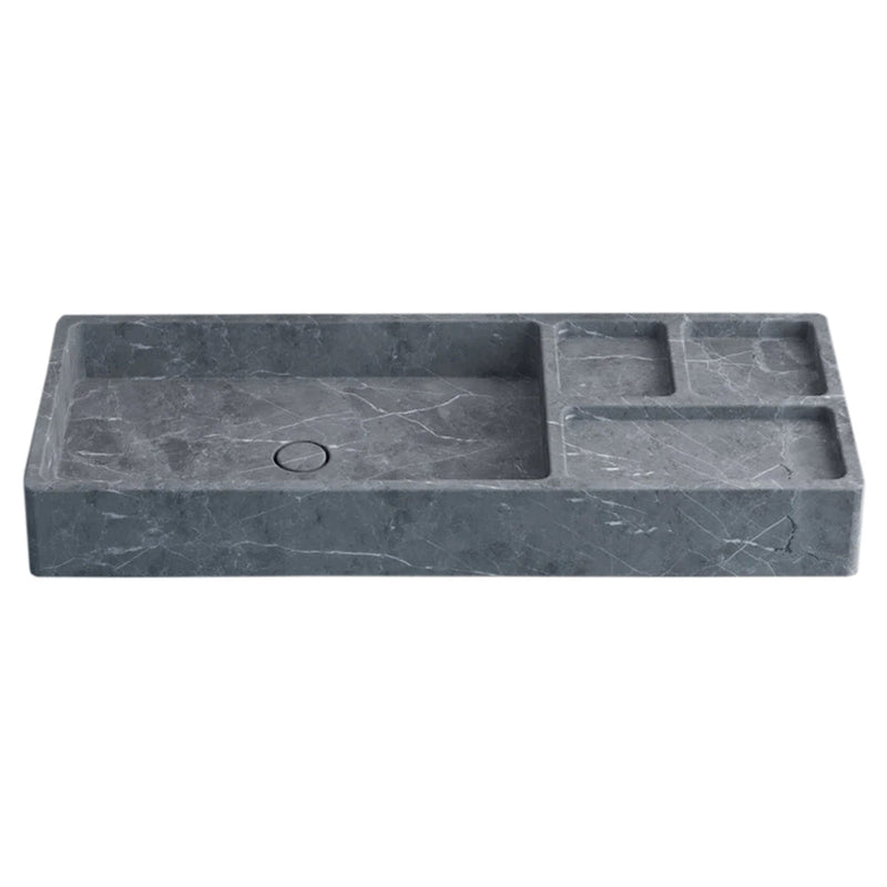 Tundra Gray Marble Rectangular Wall-mount Sink (W)16" (L)40" (H)5"