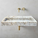 Calacatta Viola Gold Marble Wall-mount Bathroom Sink Horizontal Fluted (W)16" (W)36" (H)5"