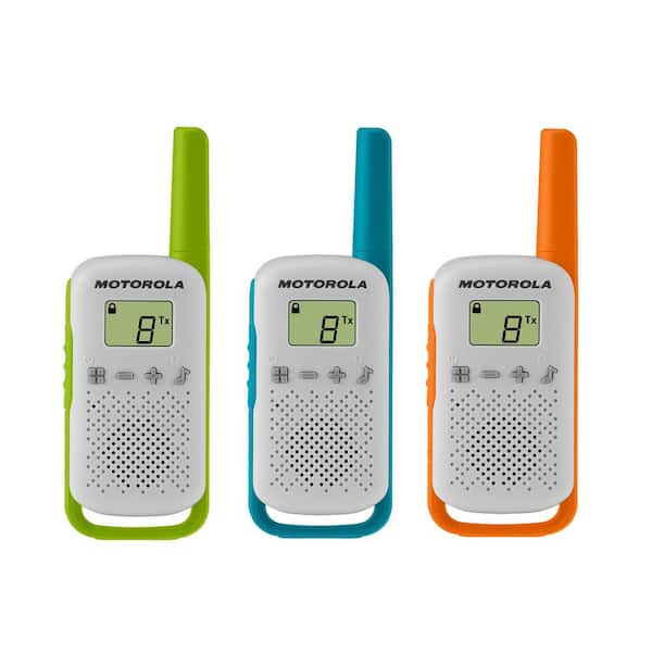 Motorola Solutions T110TP Two-Way Radio in White/Green/Blue/Orange Alkaline 3-pack