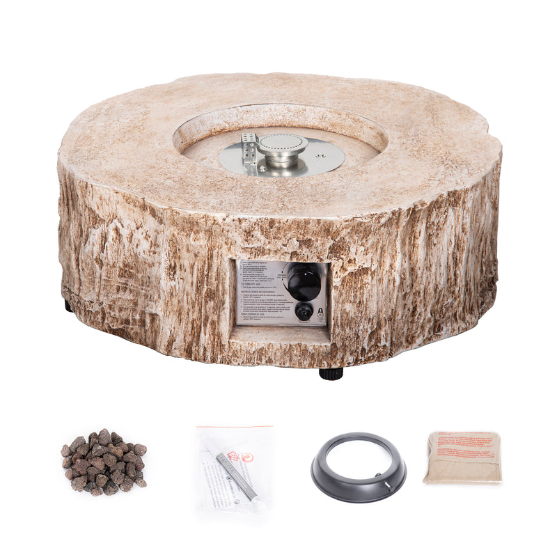 Pizzello FOP-200062 Propane Fire Pit with Water Proof Cover and Lava Rock