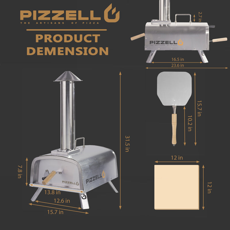Pizzello Portable Wood Pellet Stainless Steel Pizza Oven X50001SRWOOD