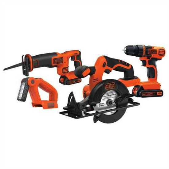 Black+Decker Tool Combo Kit: Drill/Driver, Circular Saw, Reciprocating Saw and Work Light