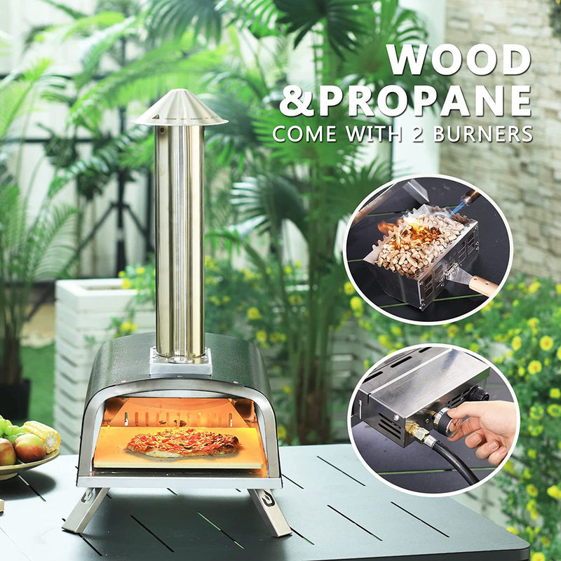 BIG HORN OUTDOORS Pizza Ovens Wood Pellet Pizza Oven Rapid Heating  Stainless Steel Portable Oven Pizza Grill Pizza Maker 