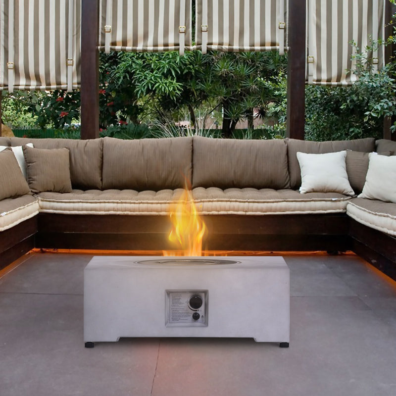 Pizzello FOP-210501 Exterior Faux Stone Propane Fire Pit For Outdoor Garden Backyard with Water Proof Cover