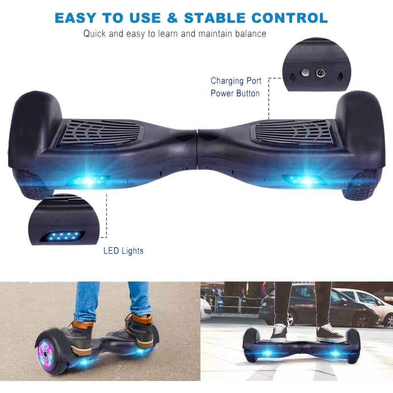 GlareWheel Hoverboard with Lights and Bluetooth Speaker - Blue