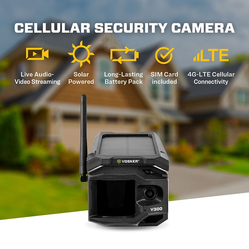 Vosker V300-US–Live View Solar Powered 4G-LTE Cellular Outdoor Security Camera