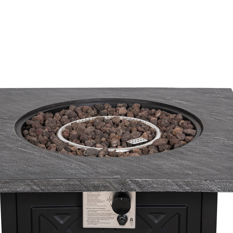 Pizzello FOP-210020 35'' Outdoor Auto-Ignition Propane Gas Fire Table with Waterproof Cover for Patio Courtyard Balcony