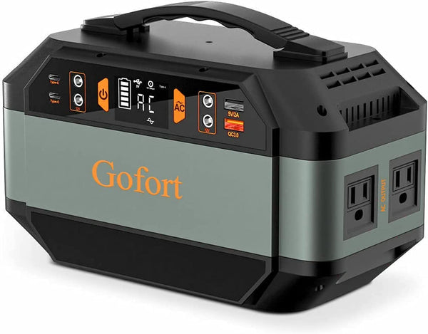 Gofort Portable Power Station 330W (Peak 600W) 299Wh/80850mAh Portable Solar Generator Backup Power Battery Pack with 110V AC Outlets/4 DC/2 QC 3.0 USB/2 Type-C Port for CPAP Outdoor Camping RV Travel Home Emergency Power Supply