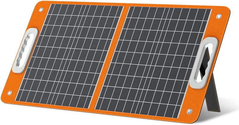 Flashfish 18V/60W Foldable Solar Panel, Portable Solar Charger with DC Output for Flashfish 151Wh/166Wh/222Wh(Sold Separately), USB-C/QC3.0 for Phones, Tablets On Camping Van RV Road Trip
