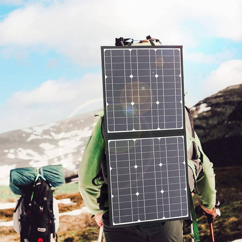 Panel solar portátil Flashfish de 50 W y 18 V con salida USB de 5 V y 18 V CC