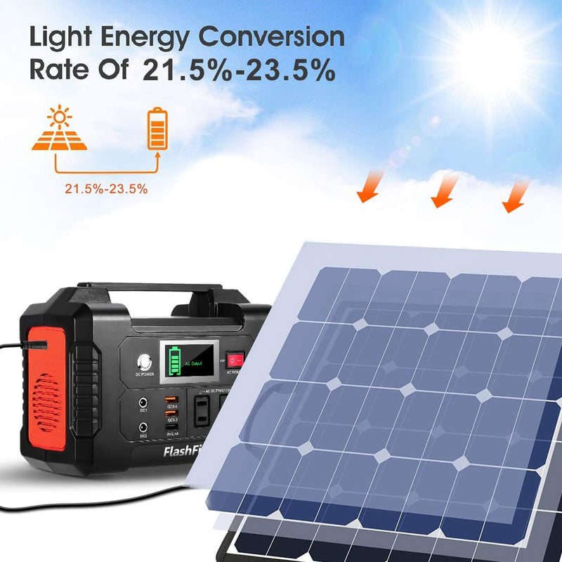 Panel solar portátil Flashfish de 50 W y 18 V con salida USB de 5 V y 18 V CC