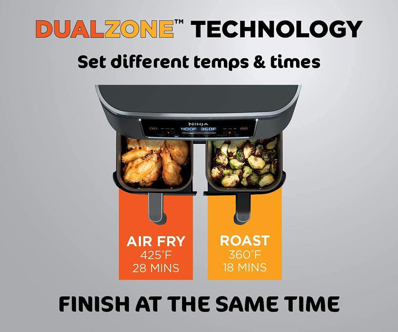 Ninja Foodi 6-in-1 8-qt. 2-Basket Air Fryer with DualZone Technology & Air  Fry, Roast, Broil, Bake, Reheat & Dehydrate Dark Gray DZ201 - Best Buy