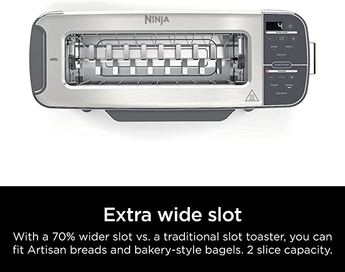 Ninja ST101 Foodi 2-in-1 Flip Toaster, 2-Slice Capacity, Compact Toaster Oven, 1500 Watts