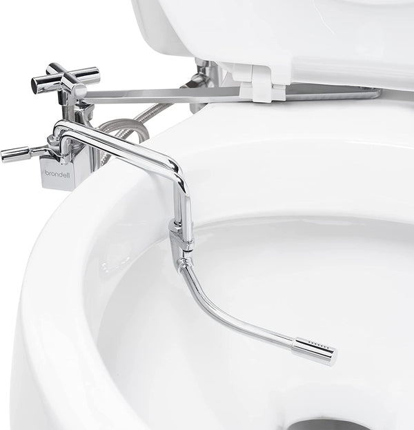 Brondell Side-Mounted All Metal Attachable Bidet with Adjustable Spray Wand, Ambient Temperature