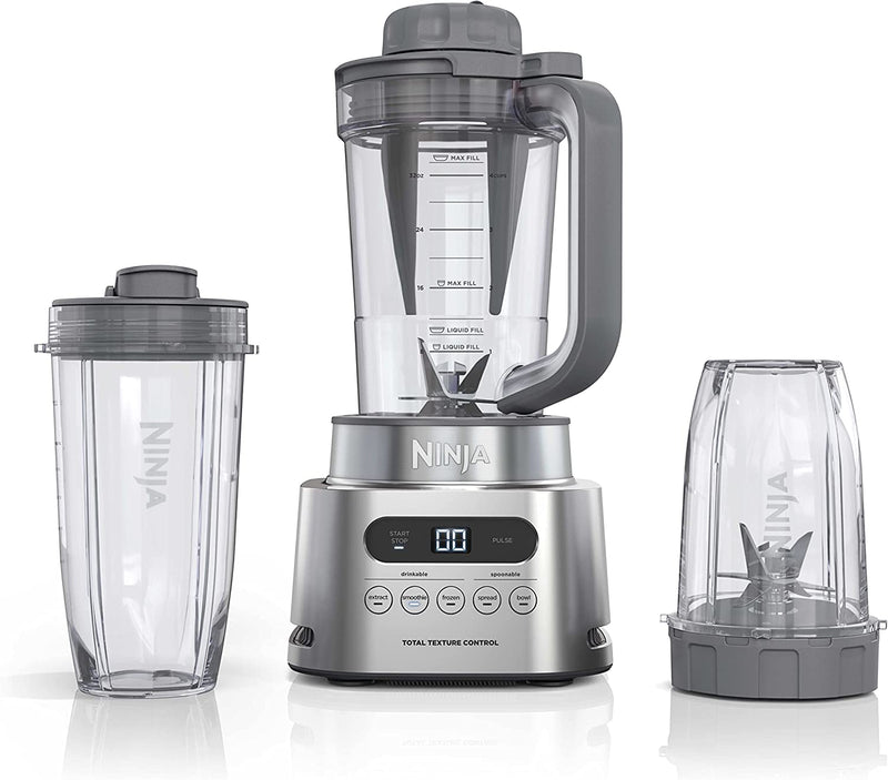 Ninja SS151 TWISTi, HIGH-SPEED Blender DUO, Built-in Twist Tamper, Hybrid-Edge Blades Assembly, 5 Present Auto-iQ Programs, Gray