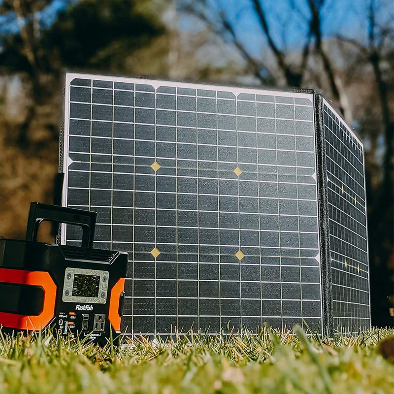 Panel solar portátil Flashfish de 100 W y 18 V con puerto USB de 5 V