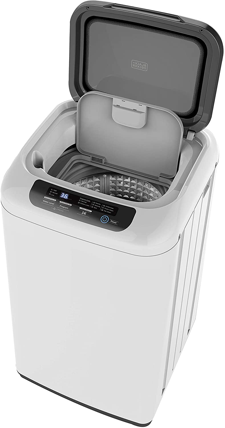  BLACK+DECKER Small Portable Washer, Washing Machine for  Household Use, Portable Washer 2.0 Cu. Ft. with 6 Cycles, Transparent Lid &  LED Display : Appliances
