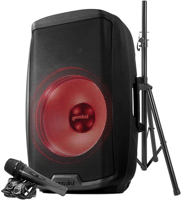 Gemini AS-2115BT-PK 15" 2000W Active Multi LED Bluetooth Loudspeaker w/ Stand and Microphone