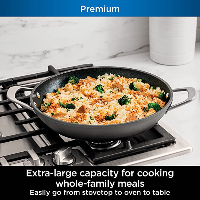 Ninja Foodi C30830 NeverStick Premium 12-Inch Everyday Pan with Glass Lid