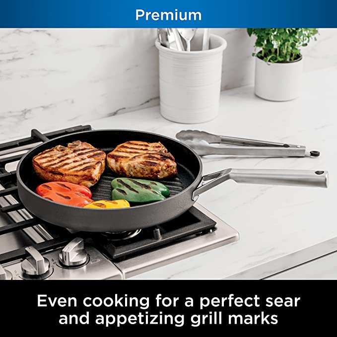 Ninja Foodi C30530 NeverStick Premium 12-Inch Round Grill Pan