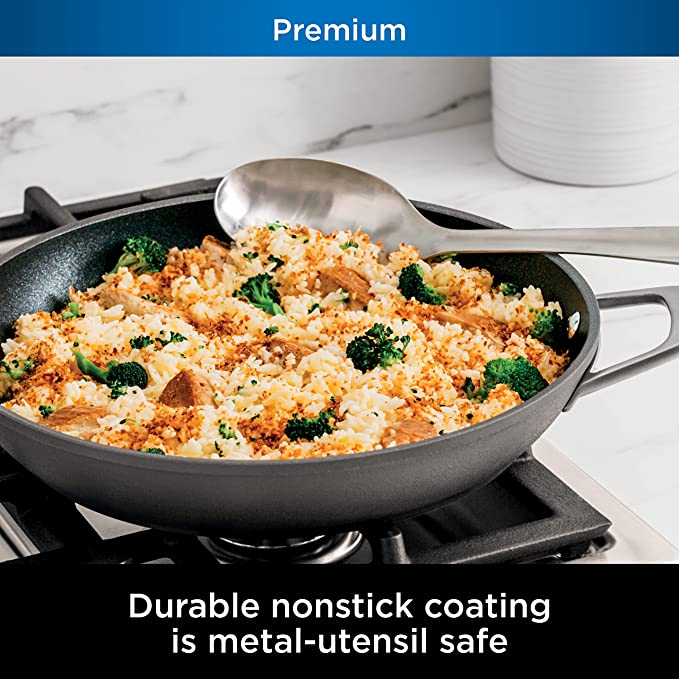 Ninja Foodi C30830 NeverStick Premium 12-Inch Everyday Pan with Glass Lid