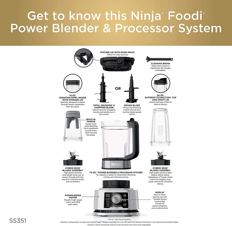 Ninja Foodi Smoothie Bowl Maker And Nutrient Extractor/blender