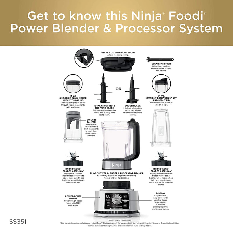 Ninja Foodi Power Blender & Processor System, Smoothie Bowl Maker