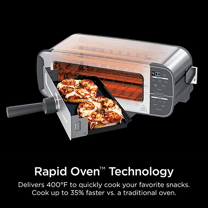 Ninja ST101 Foodi 2-in-1 Flip Toaster, 2-Slice Capacity, Compact Toaster Oven, 1500 Watts