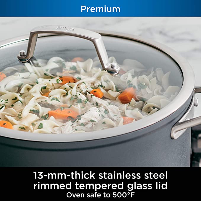 Ninja Foodi C30830 NeverStick Premium 12-Inch Everyday Pan with Glass Lid
