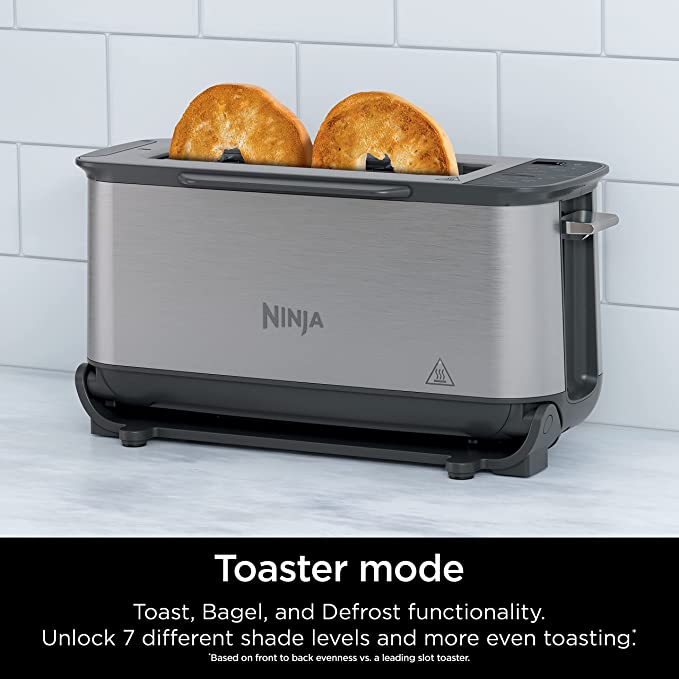 Ninja ST101 Foodi 2-in-1 Flip Toaster, 2-Slice Capacity, Compact Toaster Oven, 1500 Watts