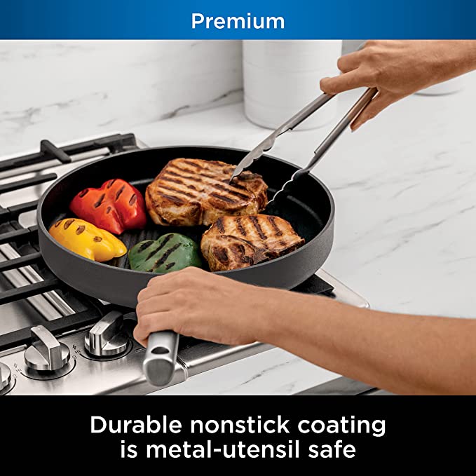 Ninja Foodi C30530 NeverStick Premium 12-Inch Round Grill Pan