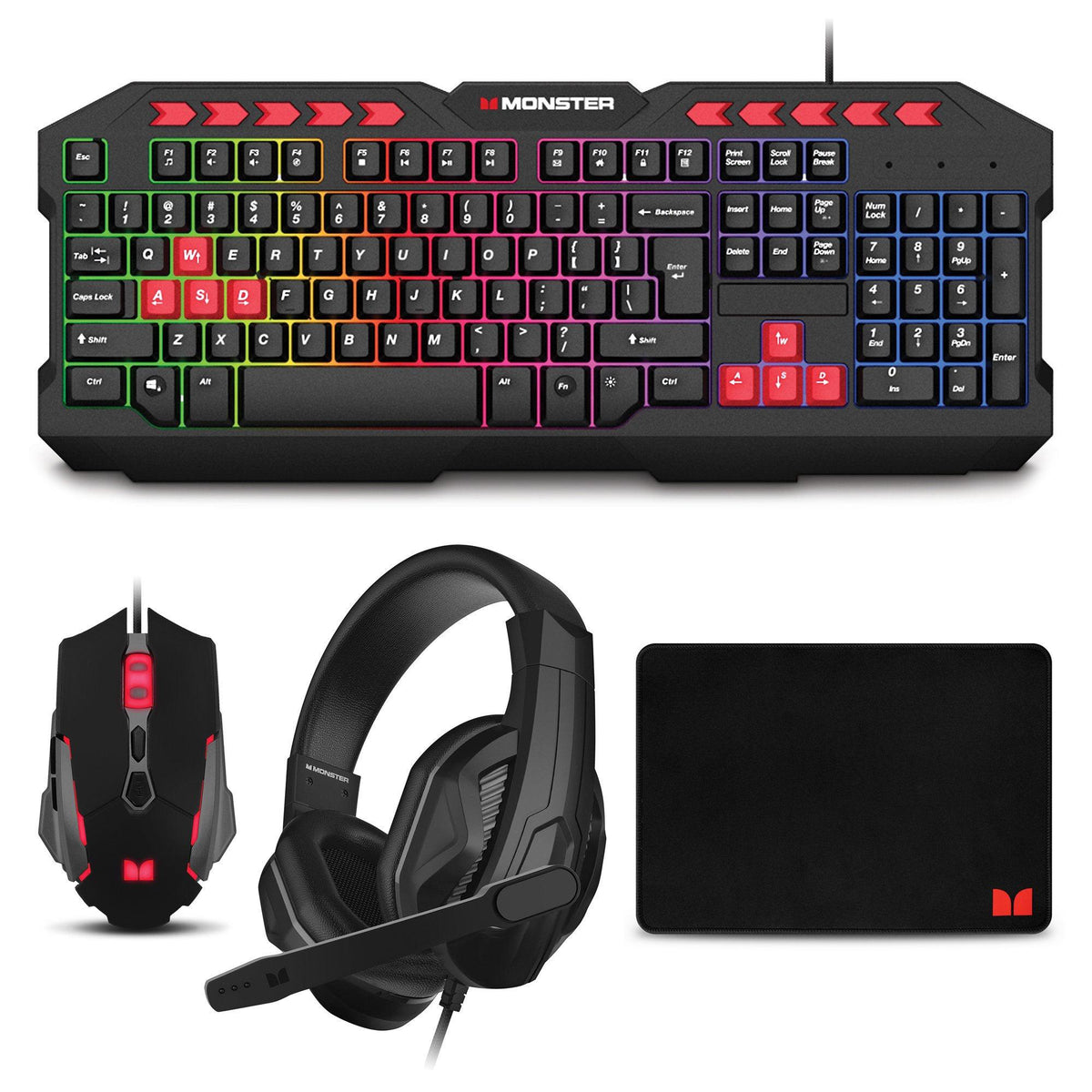 Monster - Campaign Gaming Bundle Black - Keyboard Mouse Headset