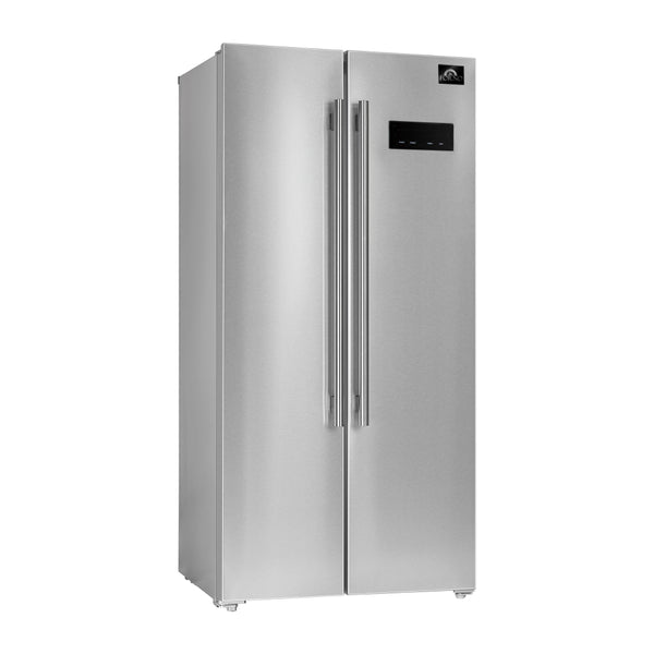 Forno Salerno -33" Side by Side Counter Depth Refrigerator 15.6cu. Ft. SS color, with  Professional handle