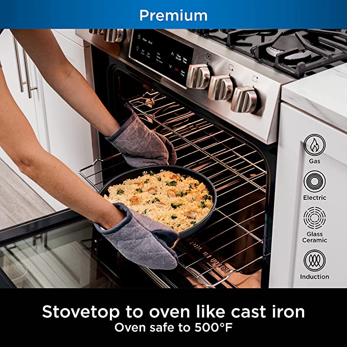 Ninja Foodi C30830 NeverStick Premium 12-Inch Everyday Pan with Glass Lid