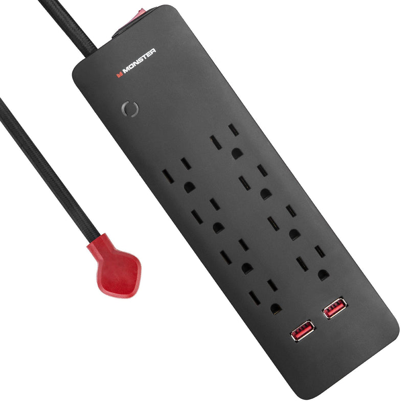 Monster  - 2000 Joules 8 AC Outlet & 2 USB Port Surge Protector