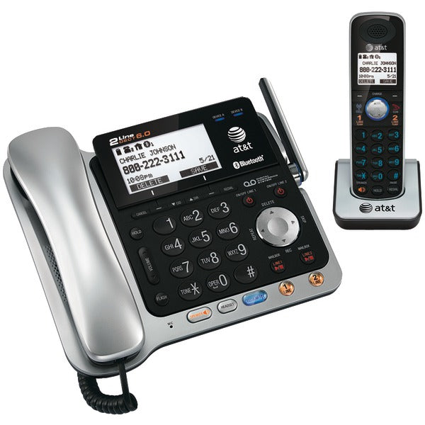 AT&T TL86109 DECT 6.0 2-Line Connect to Cell Corded/Cordless Bluetooth Phone System with Digital Answering System & Caller ID (Corded Base System & Single Handset) | Free Shipping | Wellbots
