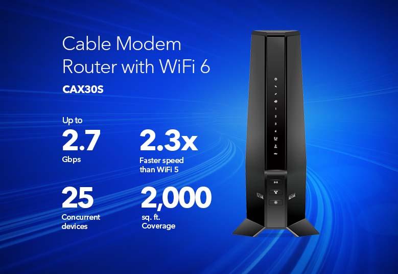 Netgear Nighthawk CAX30S AX6 6Stream WiFi 6 Cable Modem Router