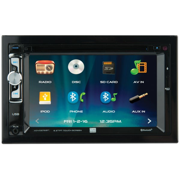 Dual XDVD276BT 6.2-Inch Double-DIN In-Dash DVD/CD Receiver with Bluetooth