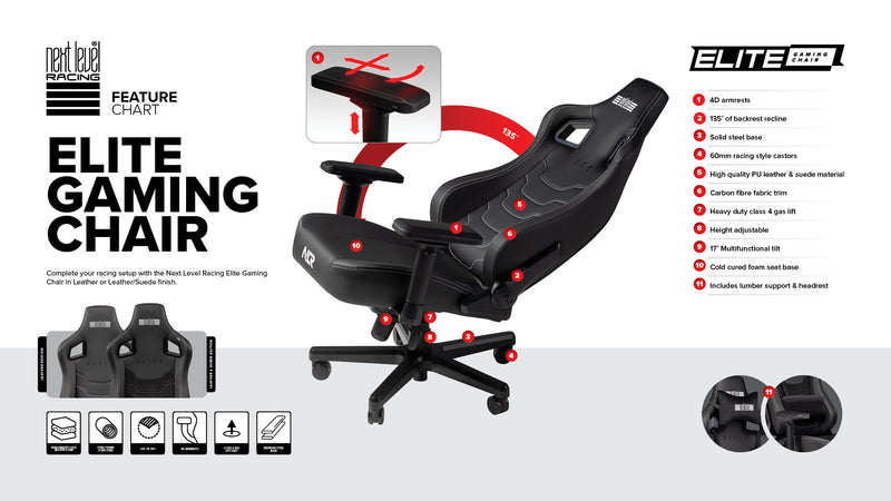 Next Level Racing NLR-G005 Elite Gaming Chair Leather & Suede Edition