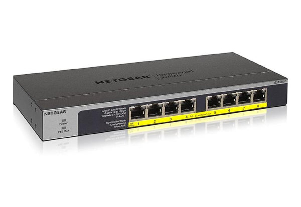 Netgear 8-port Gigabit Ethernet Unmanaged FlexPoE PoE+ Switch with 8 PoE+ Ports (60W)