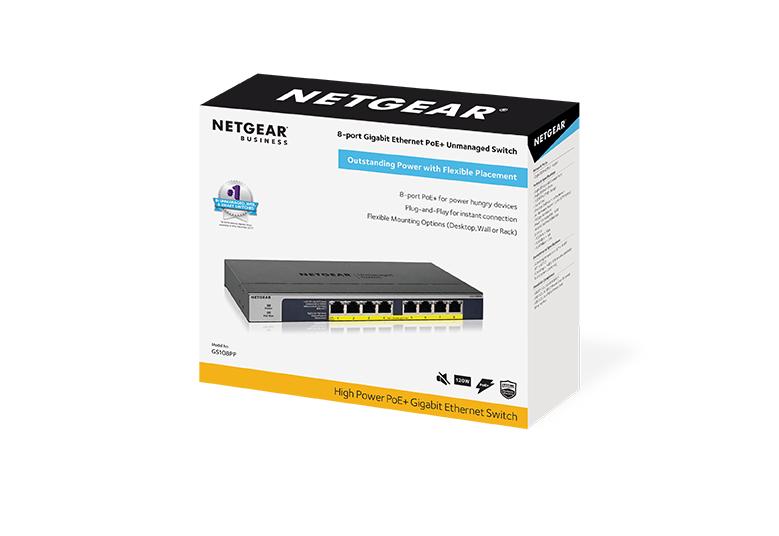 Netgear 8-port Gigabit Ethernet Unmanaged High-Power FlexPoE PoE+ Switch with 8 PoE+ Ports (123W)